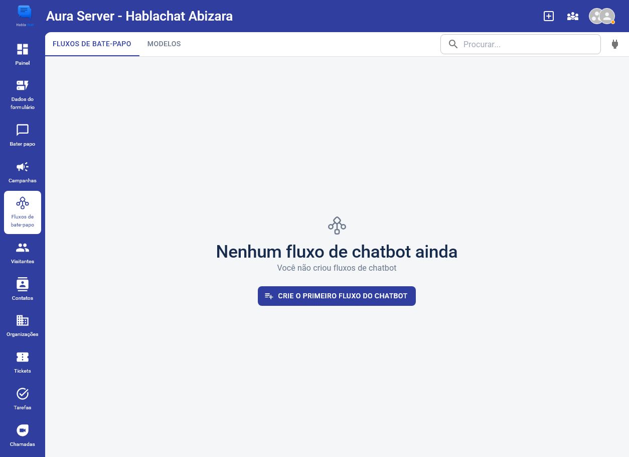 Área de ChatFlows vazia no Aura