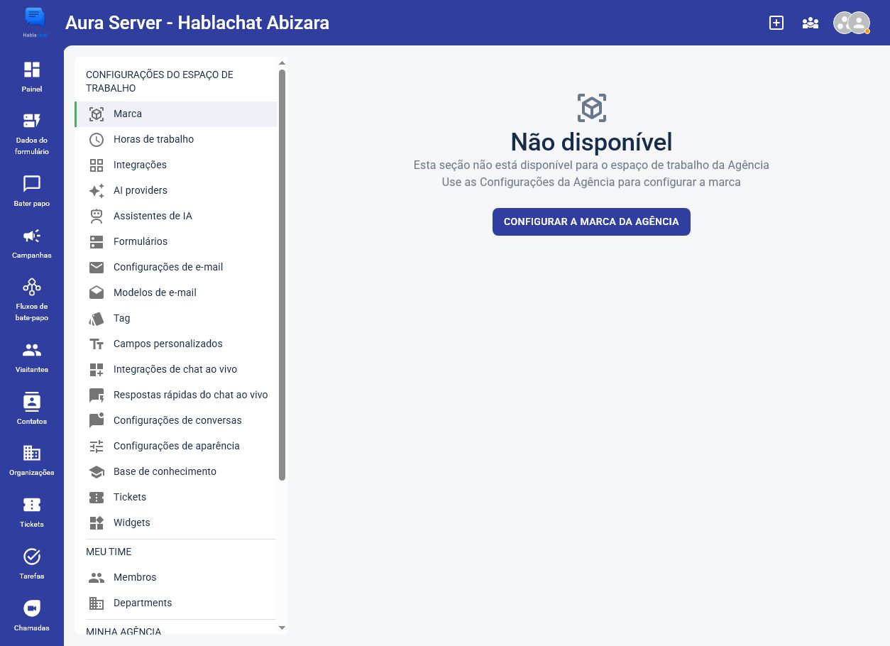Marca administrada no modo Agência